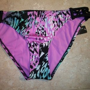 Apostrophe Pink Black & Green Print Bikini Bottoms